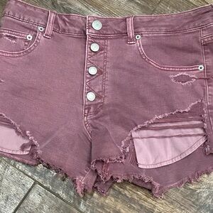 NWT American Eagle Outfitters Pink Jean Shorts Distressed Cut-Off 12